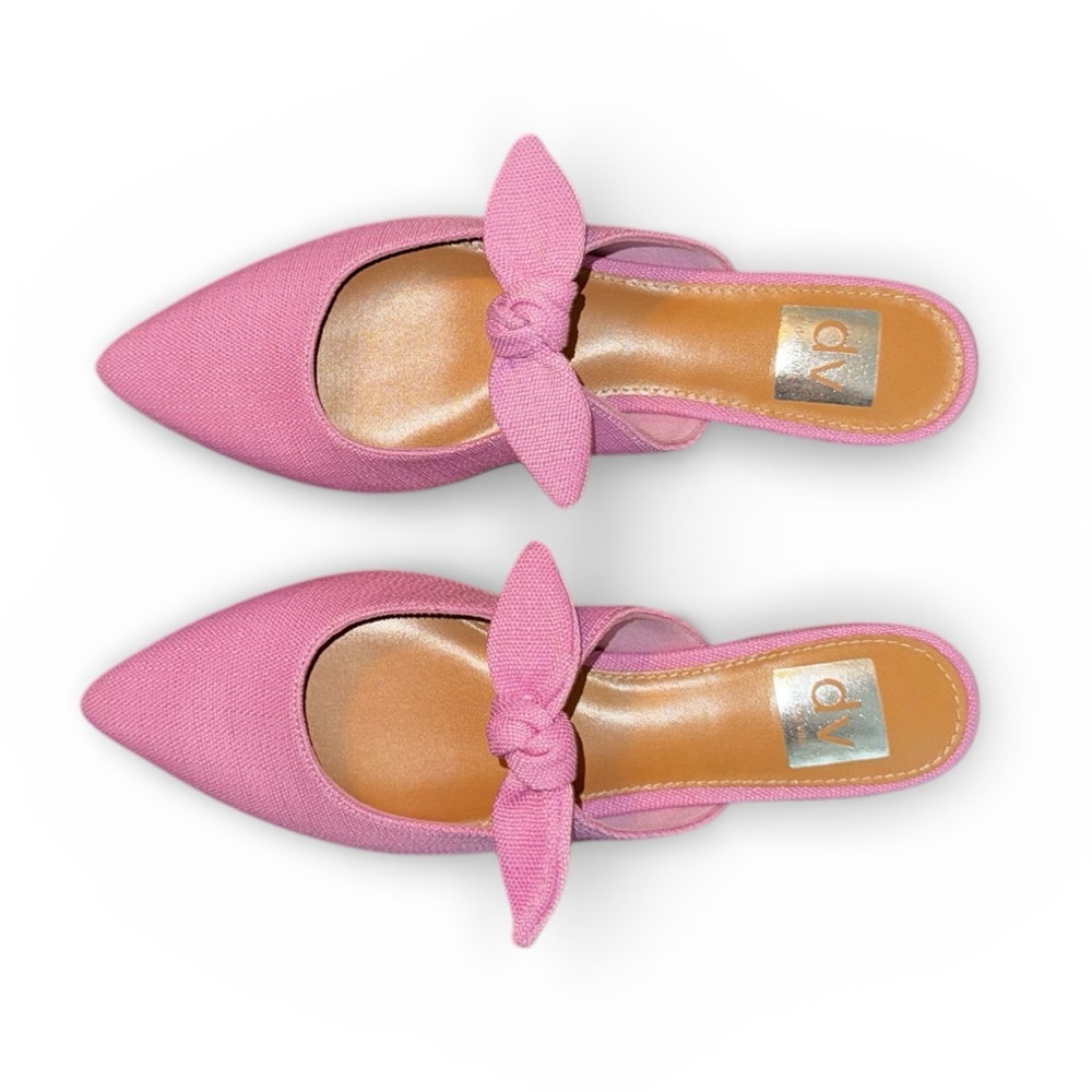 Dolce Vita DV Christian Pink Bow Mules Women’s Size 8.5 Pointed Toe Slip-On - Picture 3 of 7